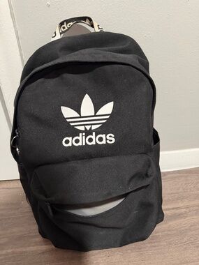 Adidas Black Backpack Classic Trefoil Logo Laptop Pocket
